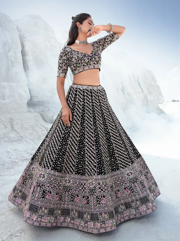 Gorgeous black georgette lehenga choli