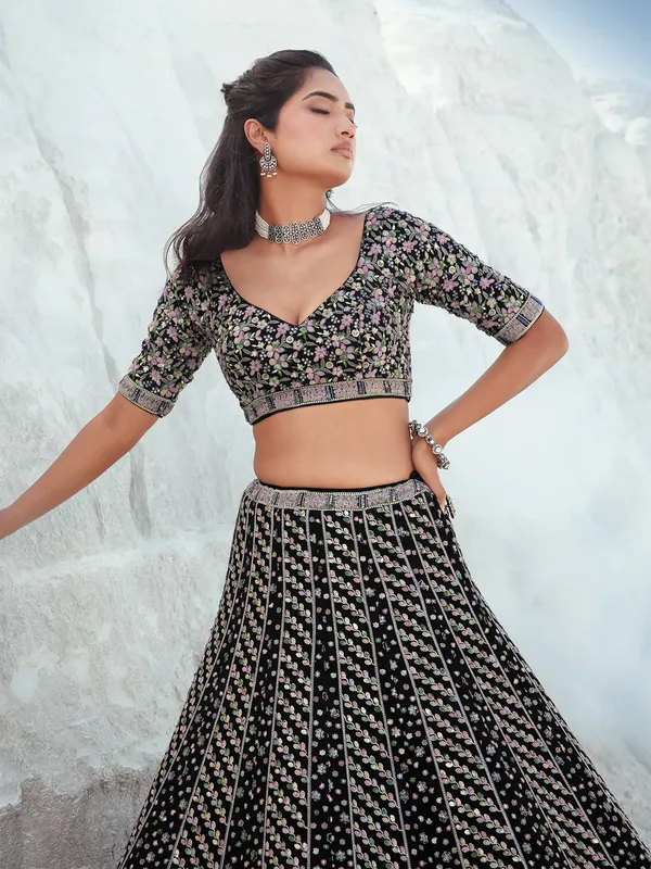 Gorgeous black georgette lehenga choli