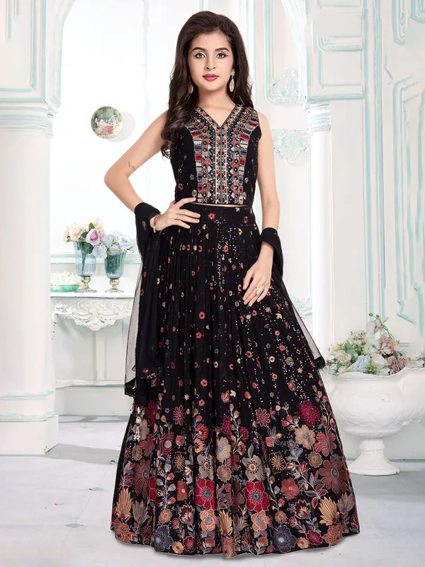 Gorgeous black georgette lehenga choli for girls