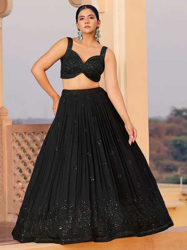 Gorgeous black georgette lehenga choli for women