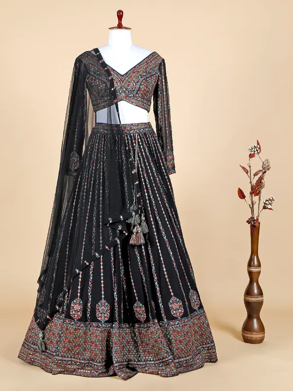 Gorgeous black lehenga choli in georgette