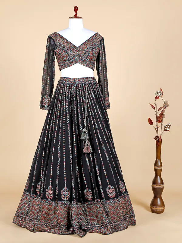 Gorgeous black lehenga choli in georgette
