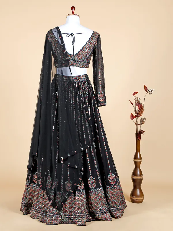 Gorgeous black lehenga choli in georgette