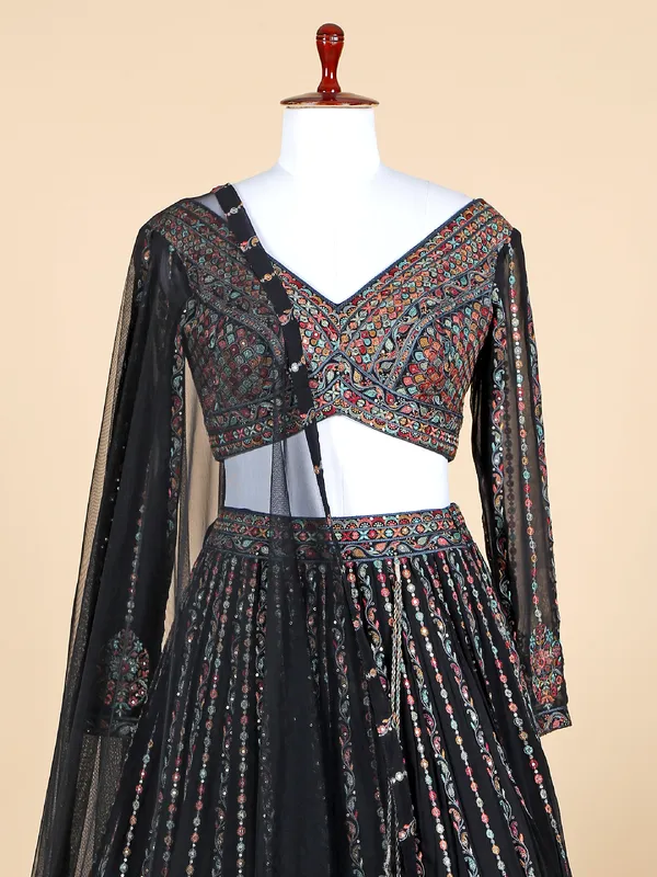 Gorgeous black lehenga choli in georgette