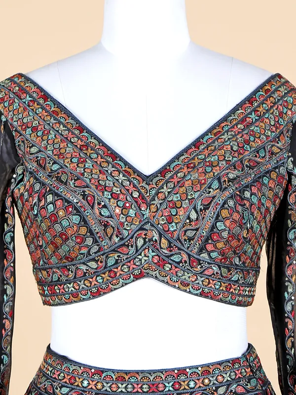 Gorgeous black lehenga choli in georgette