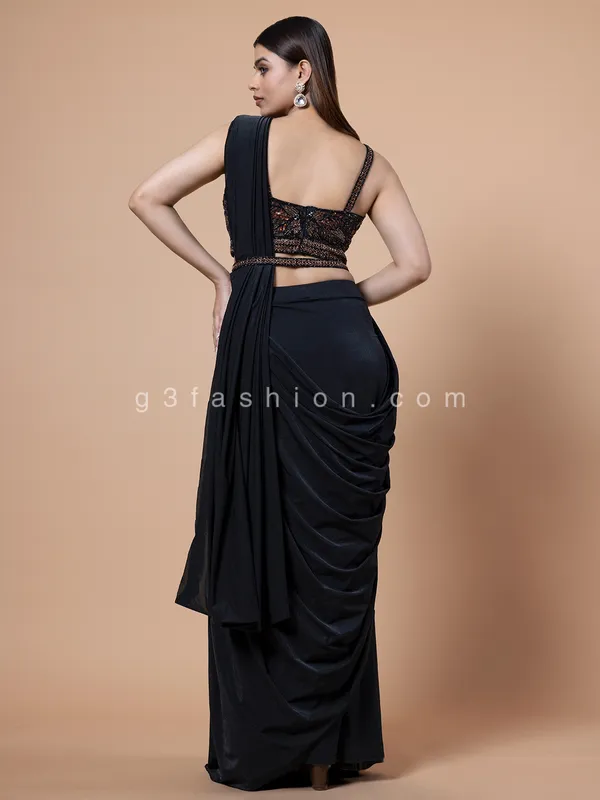 Gorgeous black lycra ready to wear saree