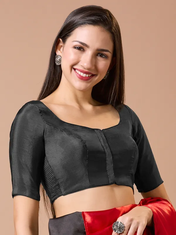 Gorgeous black sikl ready made blouse