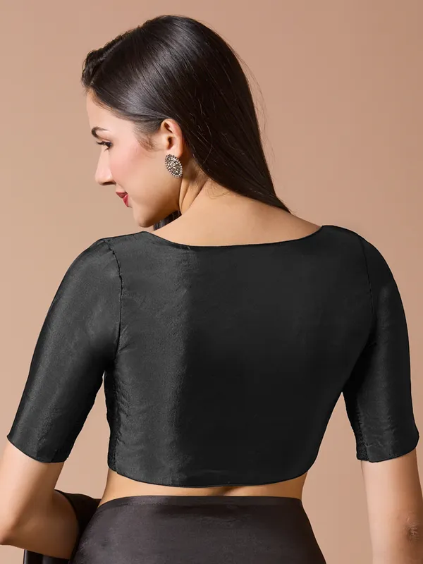 Gorgeous black sikl ready made blouse