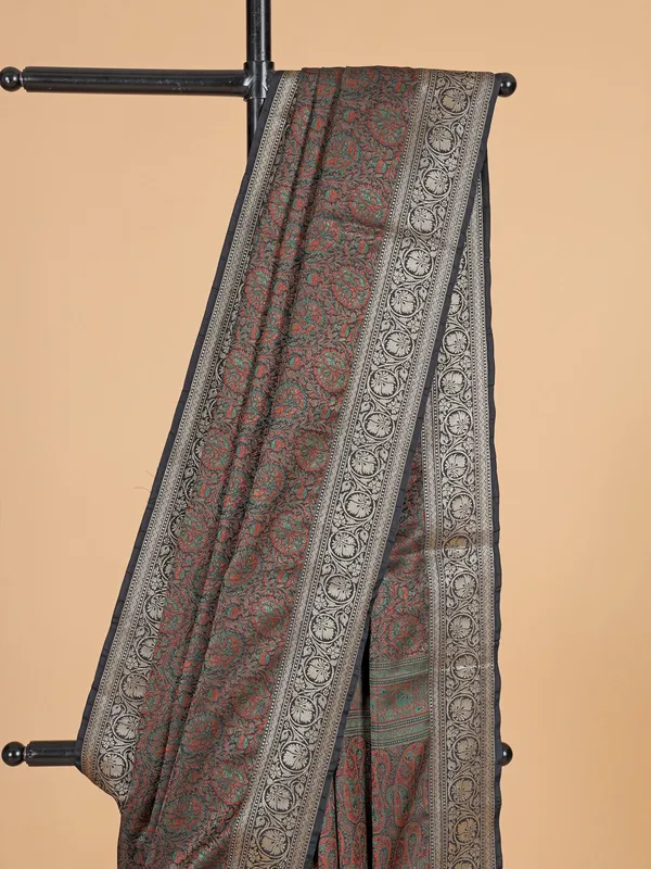 Gorgeous black silk wedding wear saree