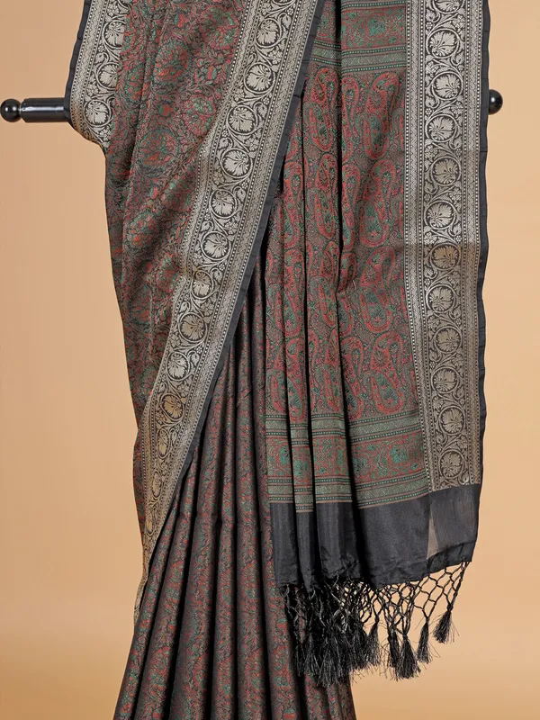 Gorgeous black silk wedding wear saree