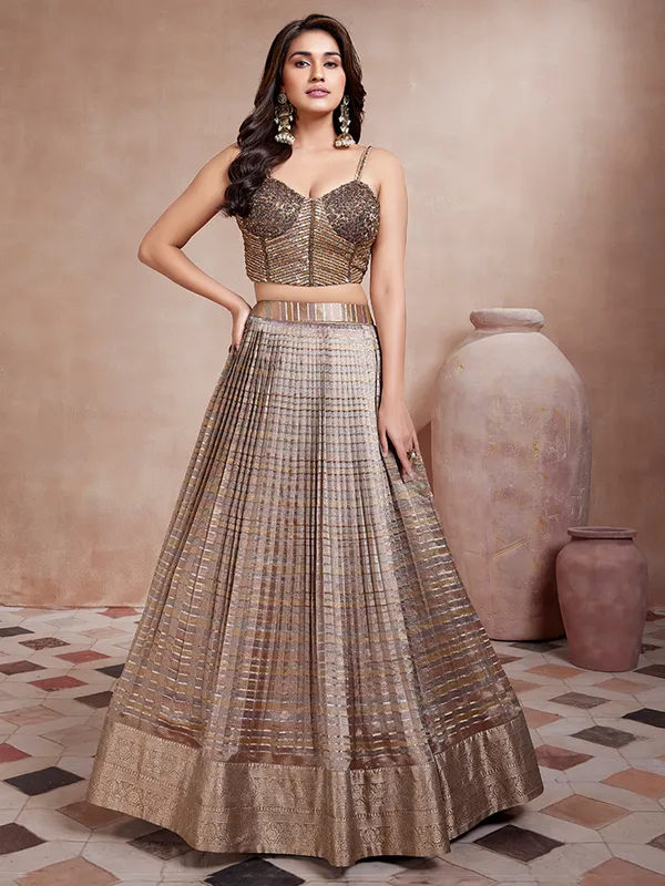 Gorgeous brown silk lehenga choli for wedding