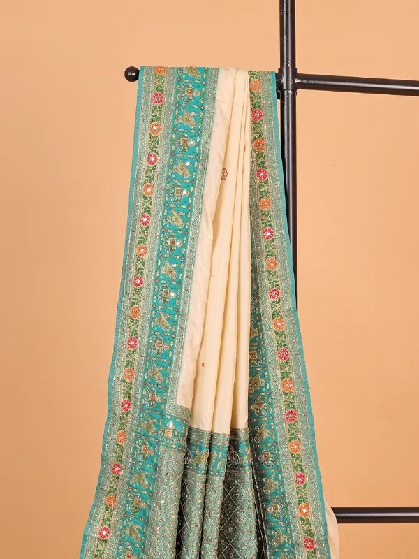 Gorgeous cream art silk saree