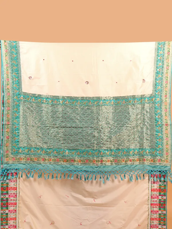 Gorgeous cream art silk saree