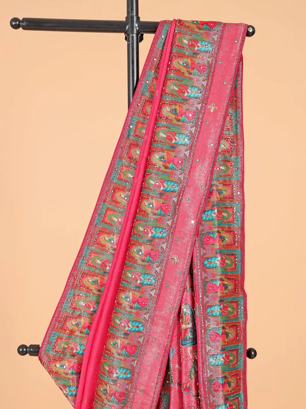 Gorgeous dark pink silk saree for wedding