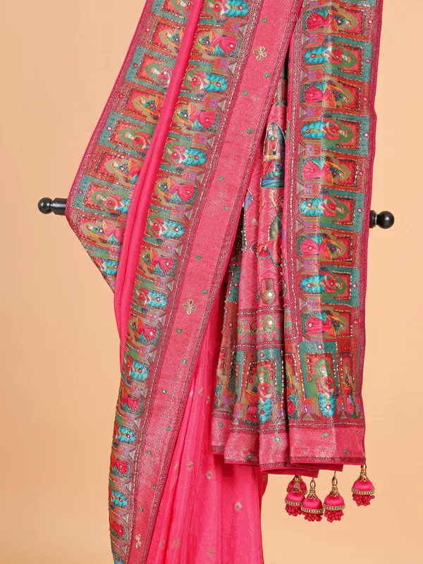 Gorgeous dark pink silk saree for wedding