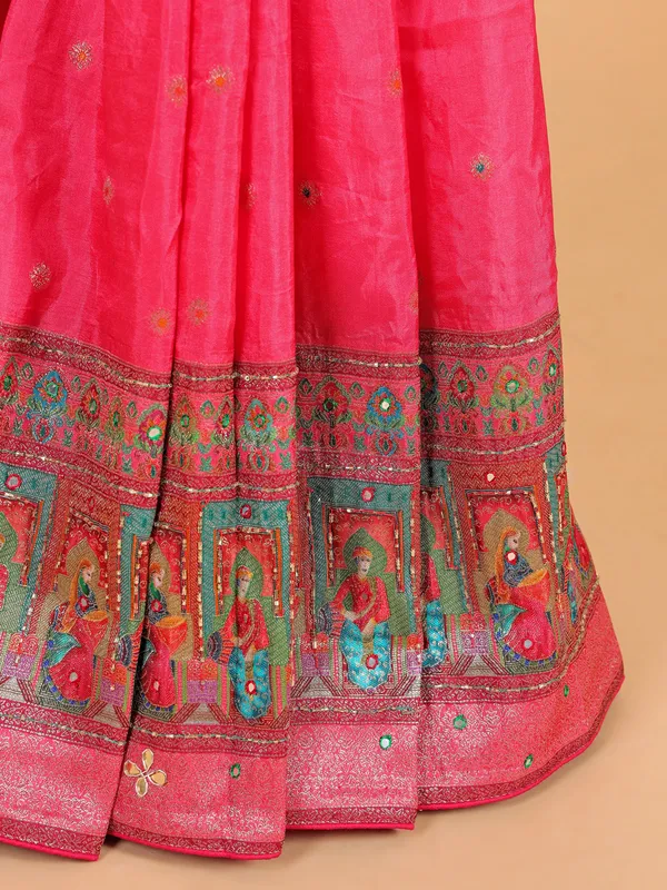 Gorgeous dark pink silk saree for wedding