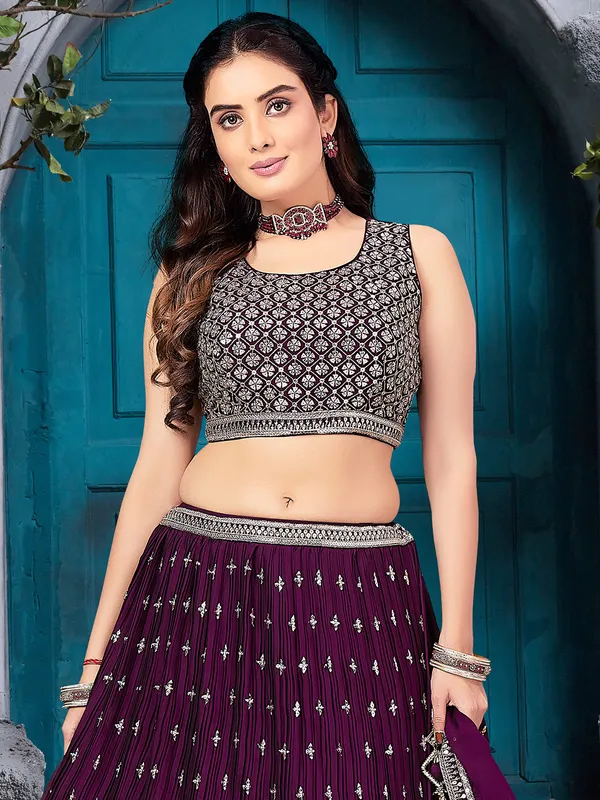 Gorgeous dark purple georgette lehenga choli