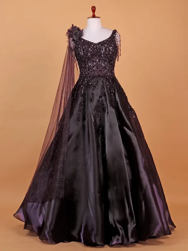 Gorgeous dark wine silk gown
