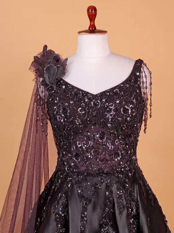 Gorgeous dark wine silk gown