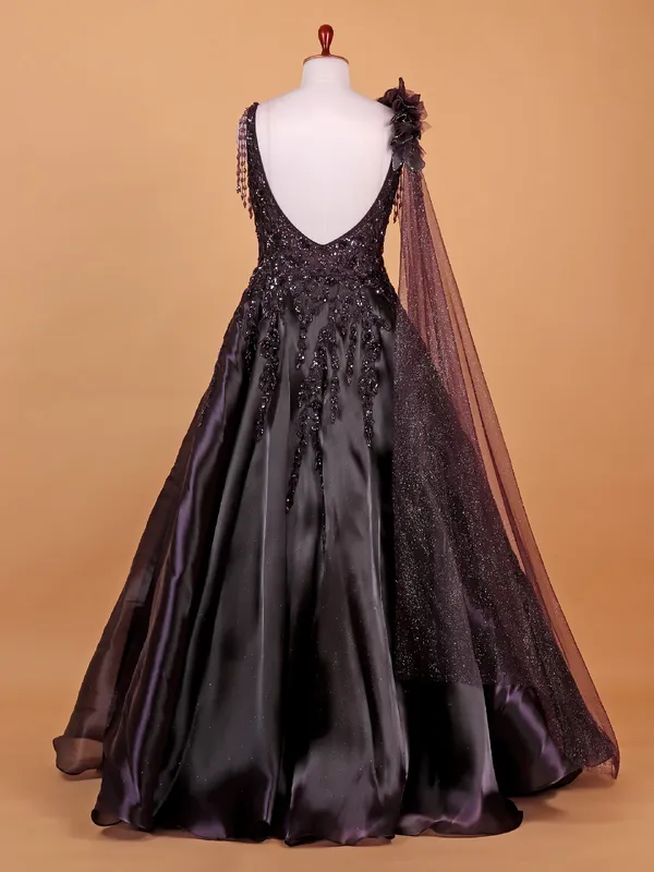 Gorgeous dark wine silk gown