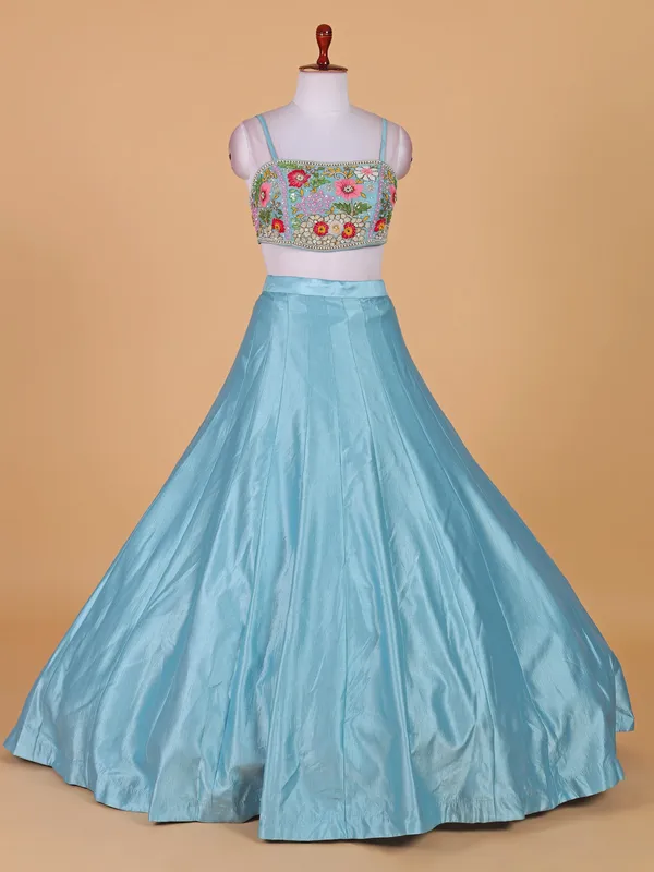 Gorgeous light blue silk lehenga choli