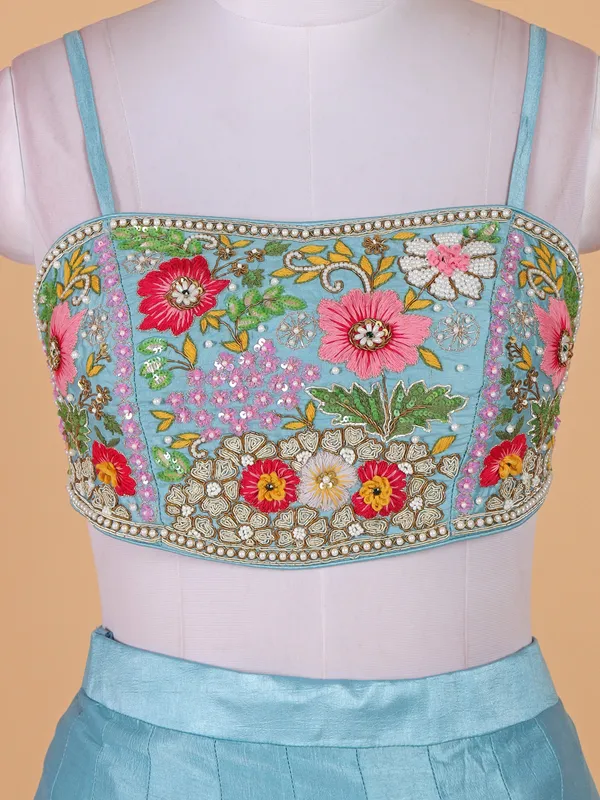 Gorgeous light blue silk lehenga choli