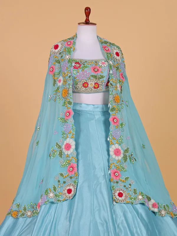 Gorgeous light blue silk lehenga choli