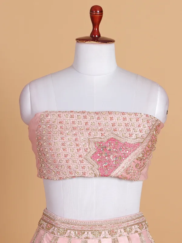 Gorgeous light pink lehenga choli in silk