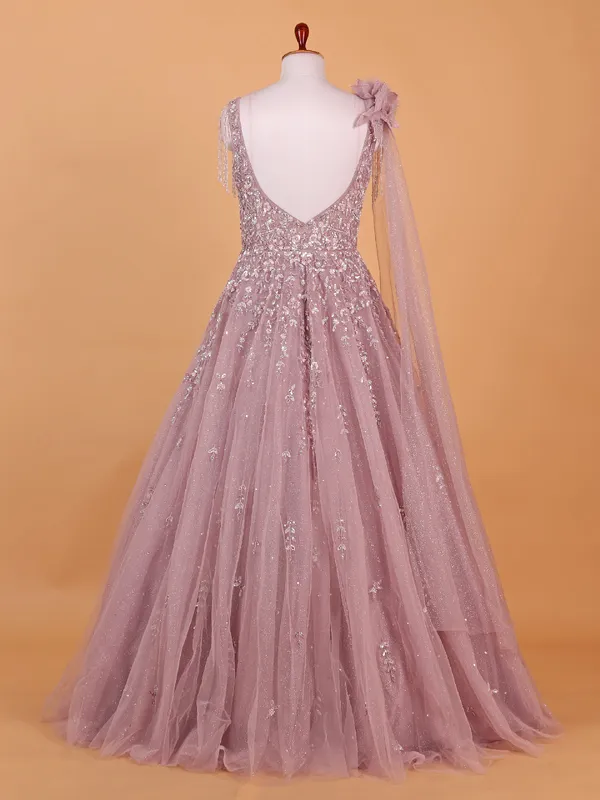 Gorgeous light pink net gown