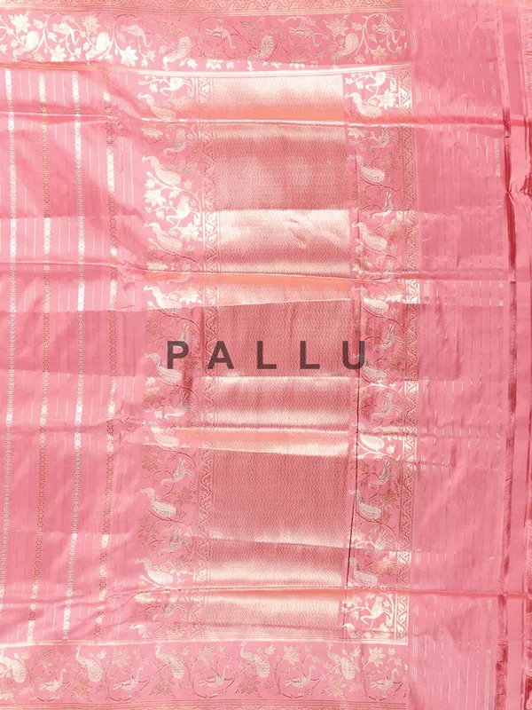Gorgeous light pink silk saree in zari
