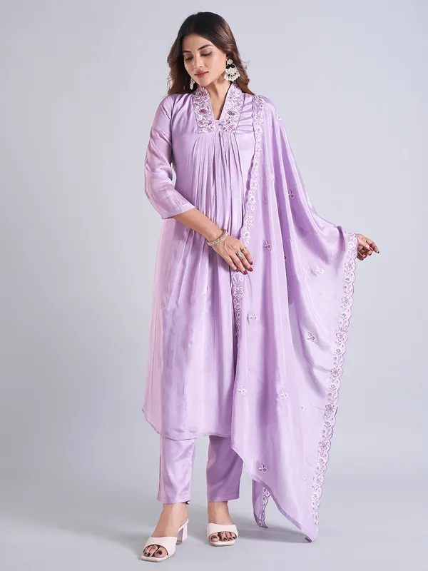 Gorgeous lilac purple georgette salwar suit