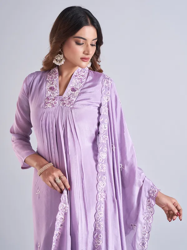Gorgeous lilac purple georgette salwar suit