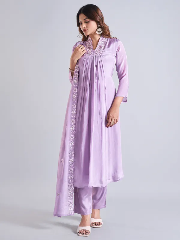 Gorgeous lilac purple georgette salwar suit