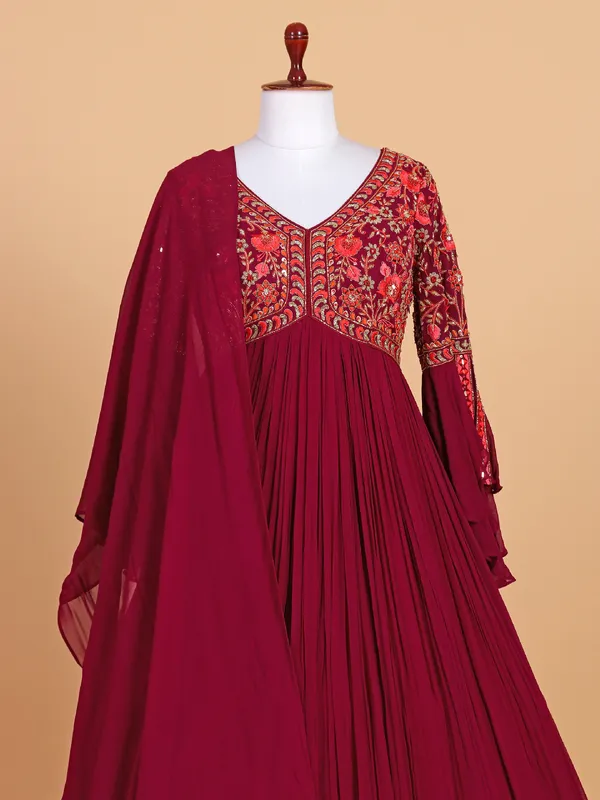 Gorgeous maoon anarkali suit