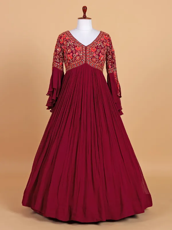 Gorgeous maoon anarkali suit