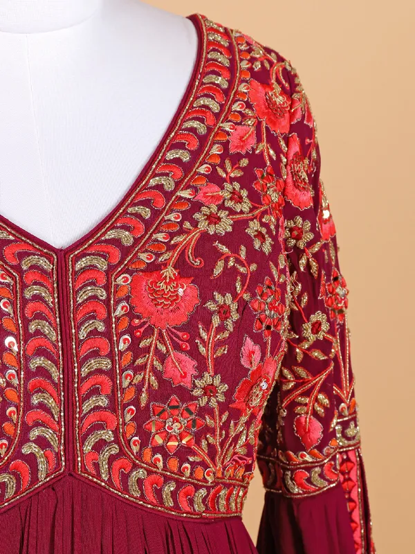 Gorgeous maoon anarkali suit
