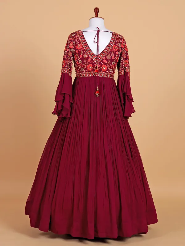 Gorgeous maoon anarkali suit