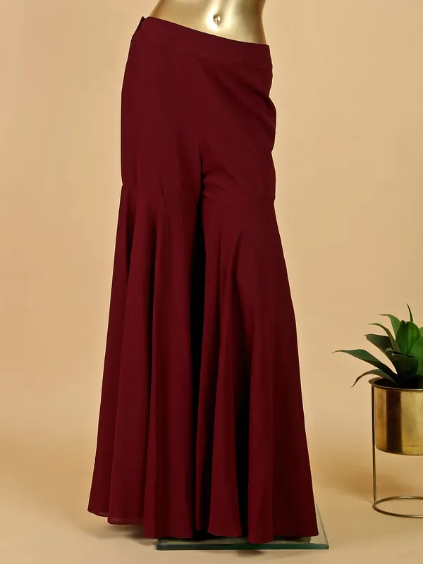 Gorgeous maroon georgette sharara suit