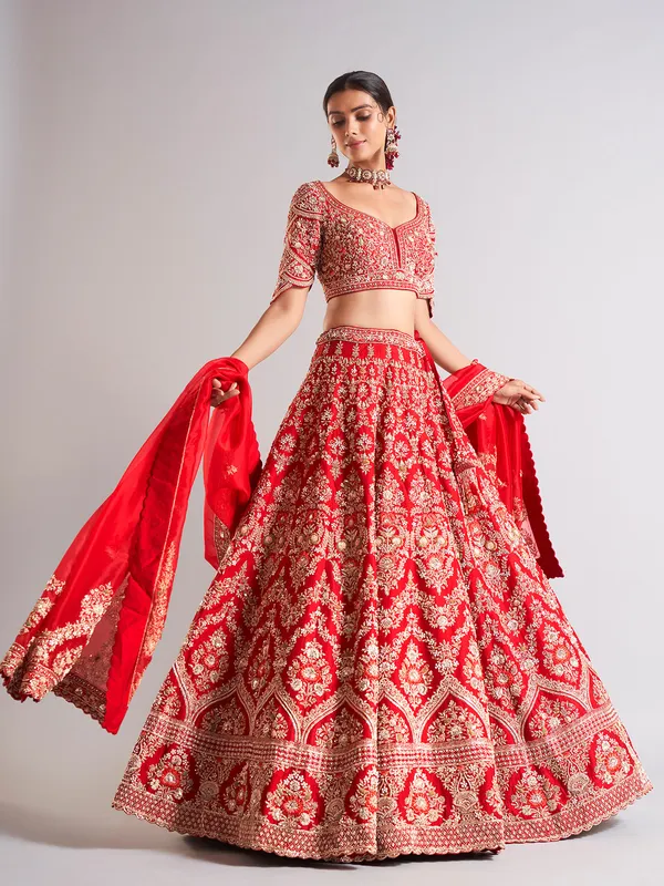 Gorgeous maroon raw silk lehenga choli