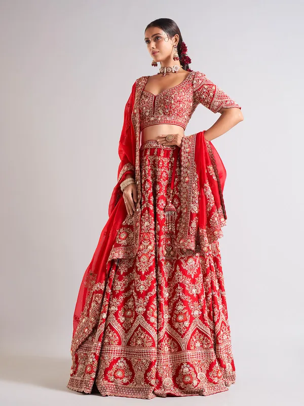 Gorgeous maroon raw silk lehenga choli