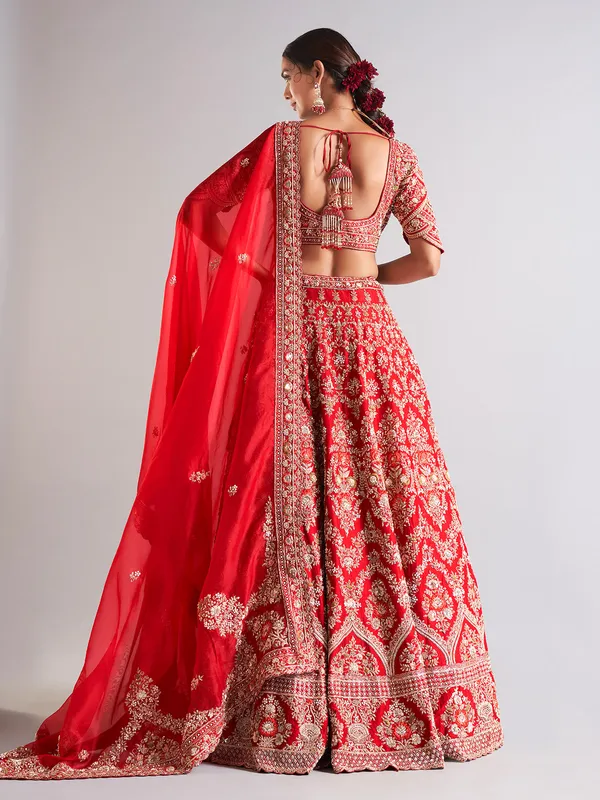 Gorgeous maroon raw silk lehenga choli