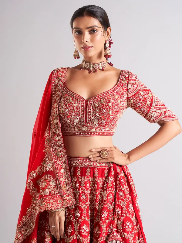 Gorgeous maroon raw silk lehenga choli