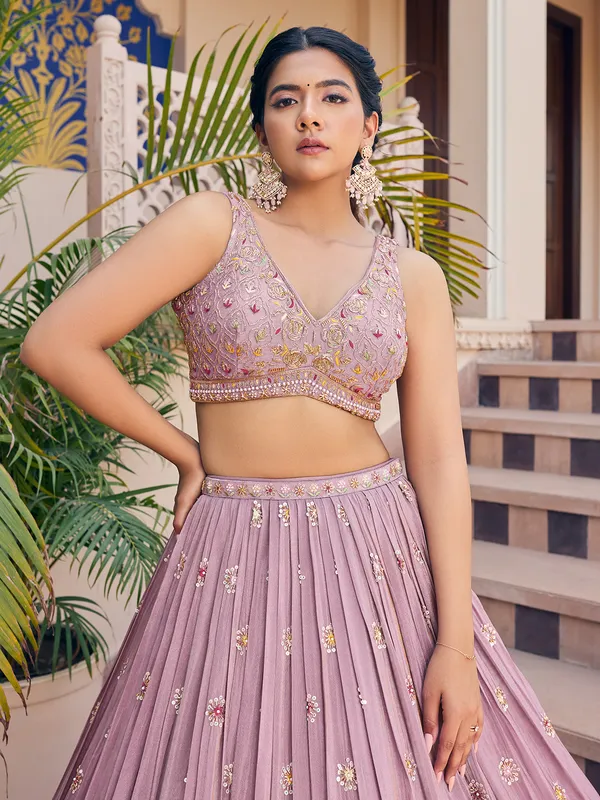 Gorgeous mauve pink georgette lehenga choli