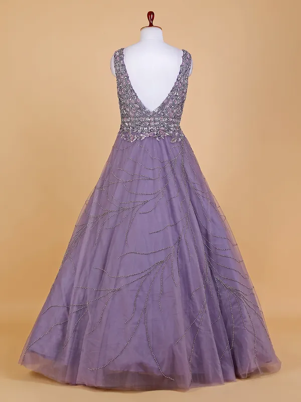 Gorgeous mauve purple net gown