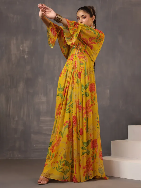 Gorgeous muetard yellow floor length suit
