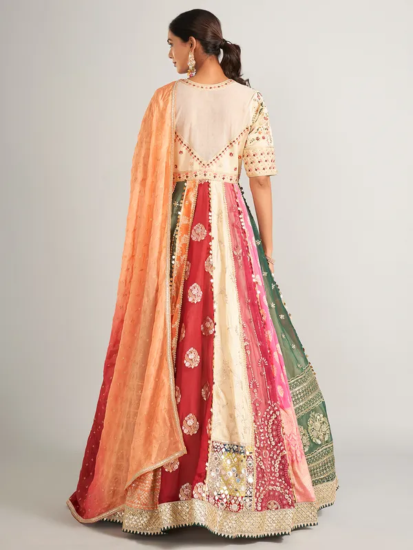 Gorgeous multicplour silk anarkali salwar suit