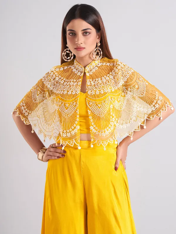 Gorgeous mustard yellow palazzo salwar suit