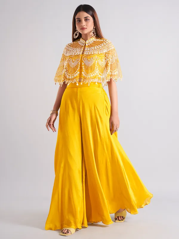 Gorgeous mustard yellow palazzo salwar suit