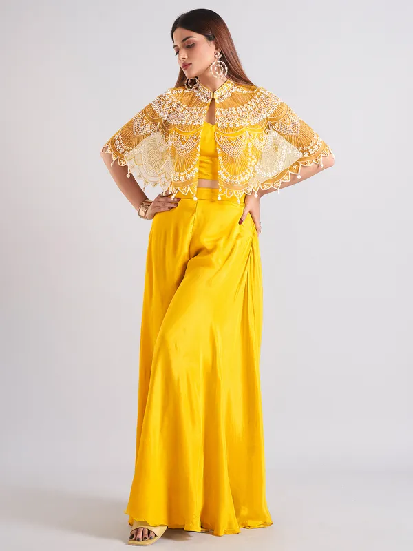 Gorgeous mustard yellow palazzo salwar suit