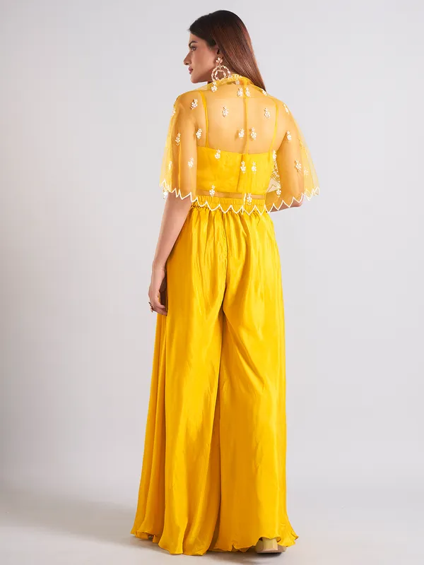 Gorgeous mustard yellow palazzo salwar suit